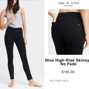 New Rag & Bone black high rise ankle skinny jeans